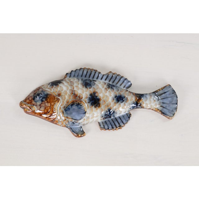 Ceramic Set of 3 Mid-Century French Majolica Fish Wall Plaques | Mid-Century Vallauris Pottery For Sale - Image 7 of 18