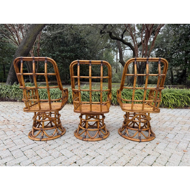 Mid-Century Organic Modern Palm Beach Chic Bamboo Dining Table With 6 Chairs - Set of 7 For Sale - Image 11 of 11