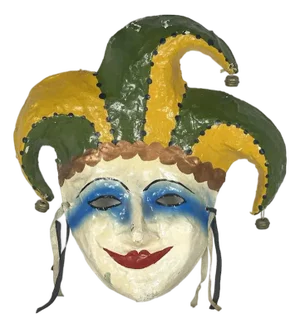 Mexican Papier Mache Payaso Jester Mask signed Orozco c. 1950s