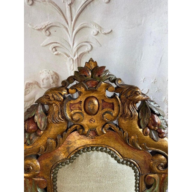 Set of 10 Chairs Italian Renaissance Revival Polychrome Giltwood Dining Chairs For Sale - Image 14 of 18
