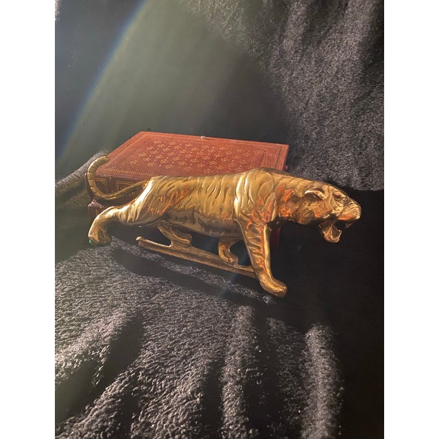 Mid 20th Century Mid-Century Brass Roaring Tiger Sculpture - Hollywood Regency For Sale - Image 5 of 11