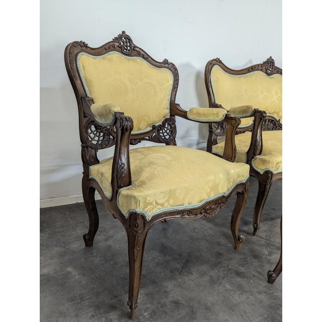 Napoleon III Walnut Living Room Set, Set of 5 For Sale - Image 3 of 11