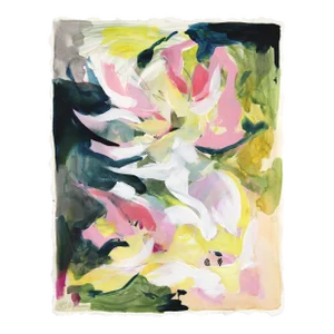 Spring Gathering by the Garden - Colorful Expressive Floral Painting on Paper Original Artwork by Kellie Newsome