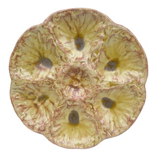 Mid-Century Majolica Yellow Oyster Plate Vallauris For Sale