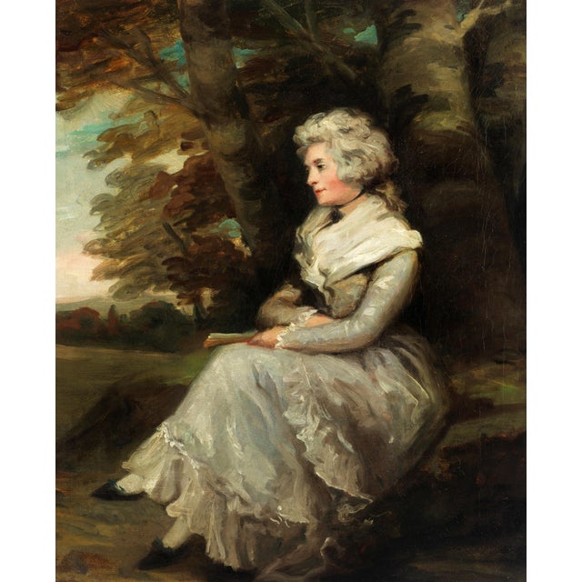 Gray After John Hoppner, Portrait of a Lady, 1800s, Oil on Canvas For Sale - Image 8 of 8