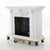 A fireplace with insert as a replica from around 1920. The piece is painted white and has a jet black interior. The decor...