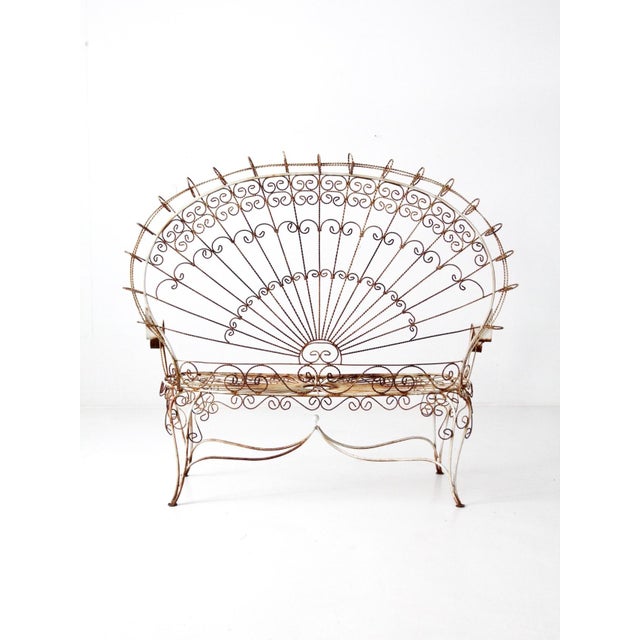 White Antique Wrought Iron Peacock Garden Furniture Collection of 4 For Sale - Image 8 of 12