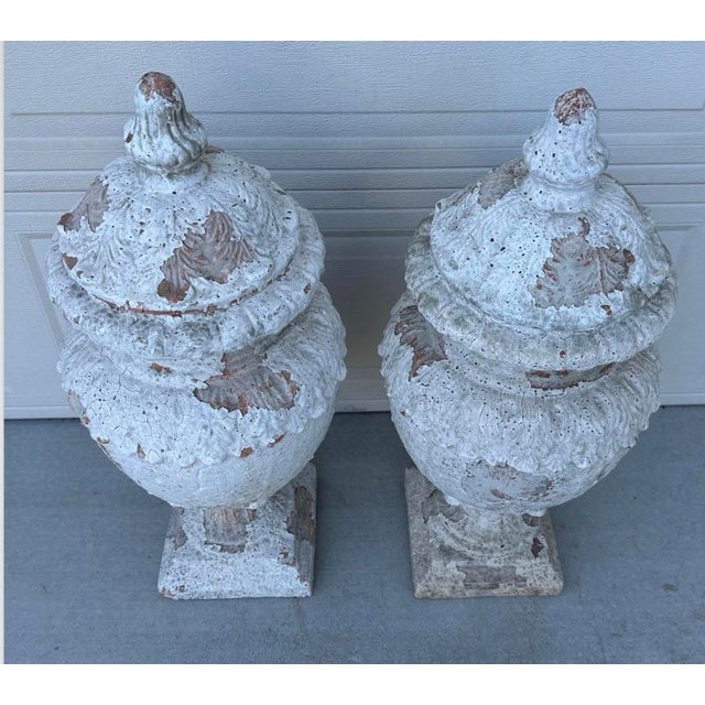 Pair of 19th Century French Terracotta White Urns For Sale In San Diego - Image 6 of 12