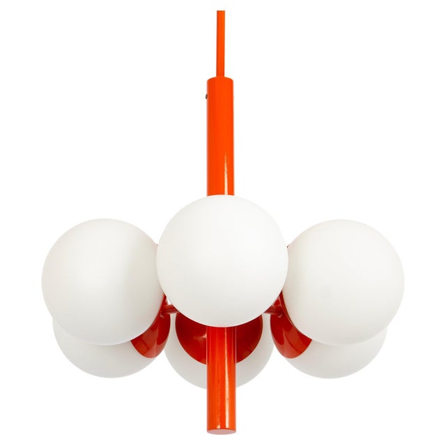 Sputnik Orange Pendant Light in Opal Glass from Kaiser Idell / Kaiser Leuchten, Germany, 1970s For Sale - Image 11 of 11