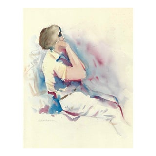 1960s Arthur Sembler Watercolor of a Lady For Sale