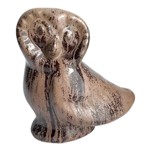 Blue Mountain Pottery Owl Figurine Vintage Mid Century Modern Brown Glaze