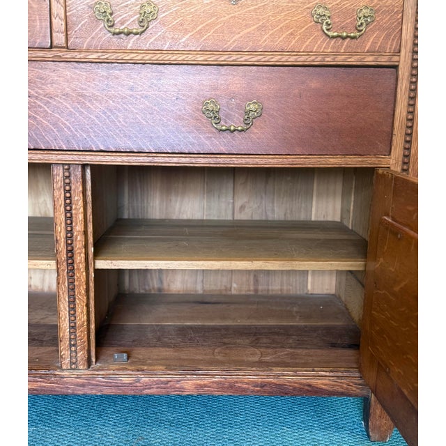 Late 19th Century Victorian Tiger Oak Sideboard / Buffet For Sale - Image 10 of 12