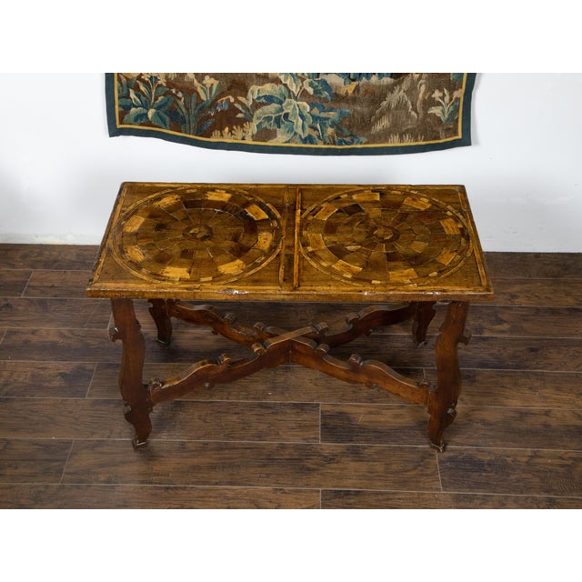 Italian 18th Century Baroque Style Carved Walnut Table with Marquetry Décor For Sale - Image 12 of 12