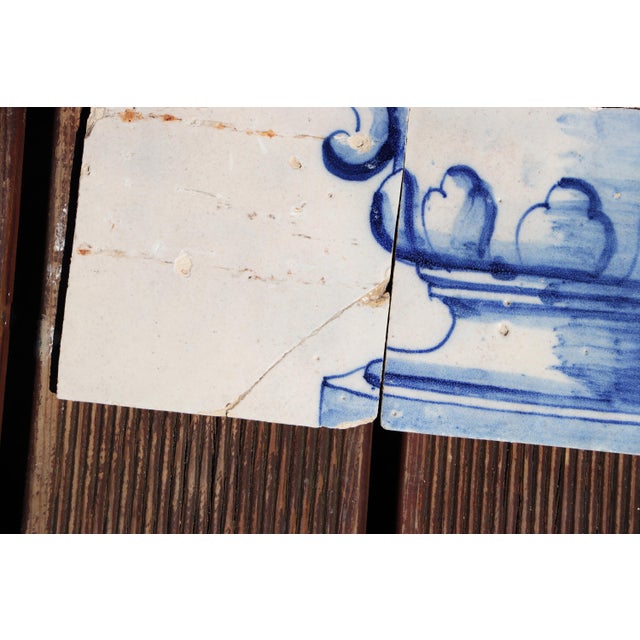 Tile Mural Panel Depicting a Baroque Jardinière With Flowers, Portuguese, 18th Century For Sale - Image 12 of 13