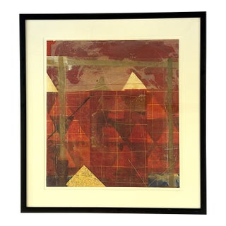 C1979 Original Steven Sorman (American 1948-Present) Mixed Media Framed Collage 'Untitled Red' For Sale