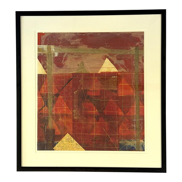 C1979 Original Steven Sorman (American 1948-Present) Mixed Media Framed Collage 'Untitled Red' For Sale