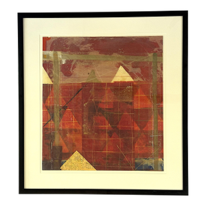 C1979 Original Steven Sorman (American 1948-Present) Mixed Media Framed Collage 'Untitled Red'