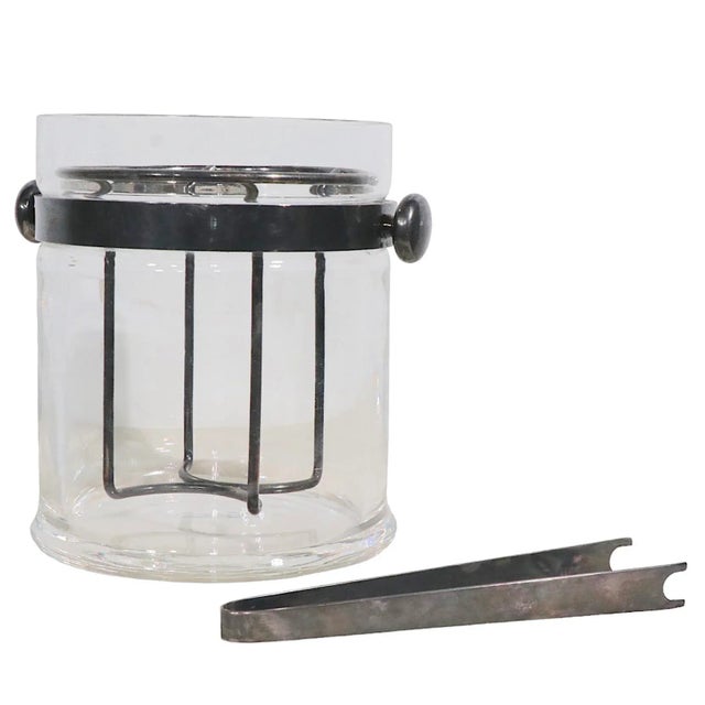 Glass and Sliver Plate Ice Bucket by Landes C 1970's Made in India For Sale - Image 4 of 8