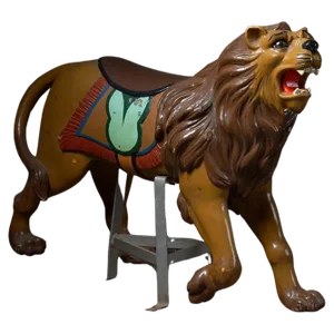 Antique Carved Wood Lion Carousel Figure