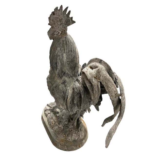 Rustic European Vintage Cast Iron Country Rooster Garden Statue For Sale - Image 3 of 12