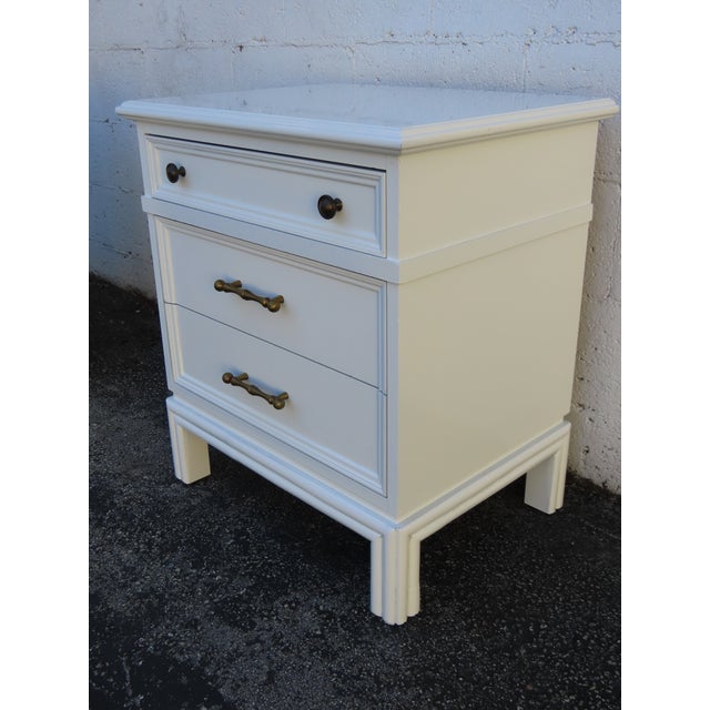 Hollywood Regency Brass Bamboo Handles Tall Nightstands End Tables a Pair 6352 For Sale In Miami - Image 6 of 18