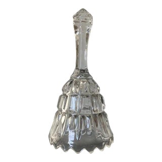 Vintage Art Deco Crystal Glass Dinner Bell With Scalloped Edge For Sale