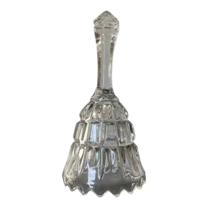 Vintage Art Deco Crystal Glass Dinner Bell With Scalloped Edge