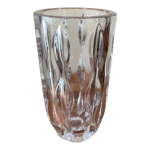 Mid 20th Century Heavy Cut Crystal Vase Rogaska Yugoslavia