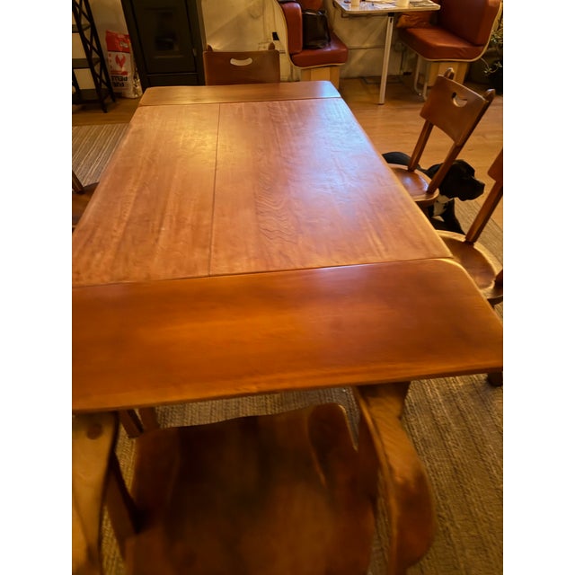 Wood Vintage Mid-Century Cushman Colonial Creations Cantilever Leaf Extension Dining Table & Set of 6 Chairs For Sale - Image 7 of 11