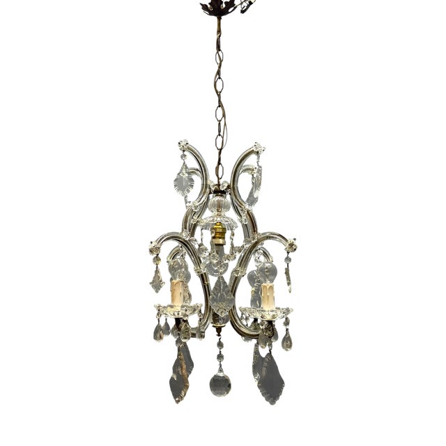 Italian Crystal and Murano Glass Chandelier, 1950s For Sale