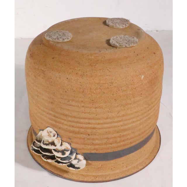 Mid-Century Modern 1970's Studio Made Art Pottery Stoneware Planter With Fungus Growth Decoration For Sale - Image 3 of 15