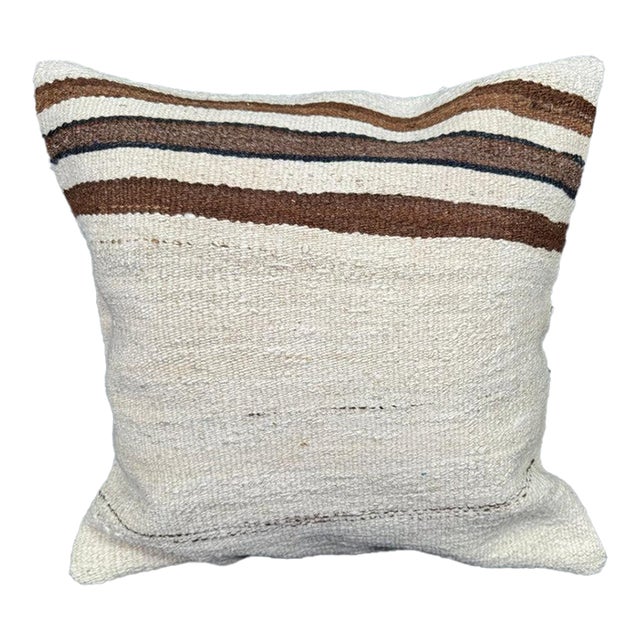Turkish Hemp Pillow Cushion Natural Beige Brown Pillow Cushion Cover 20"x20" For Sale
