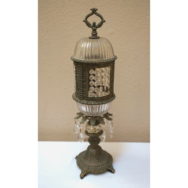 1915 Antique Bronze Art Nouveau German Crystal Prism Table Lamp For Sale - Image 13 of 13