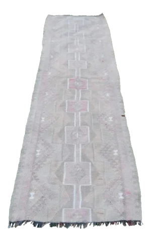 Distressed Vintage Kurdish Hand Knotted Herki Kilim Runner 2′11″ × 9′7″