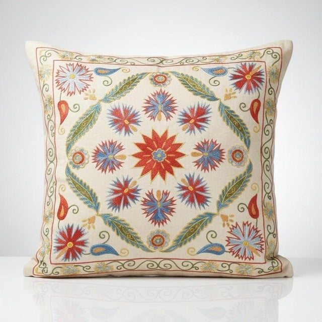 New Hand-Embroidered 100% Silk Cushion Cover – Authentic Uzbek Textile Art Elevate your home décor with this exquisite...