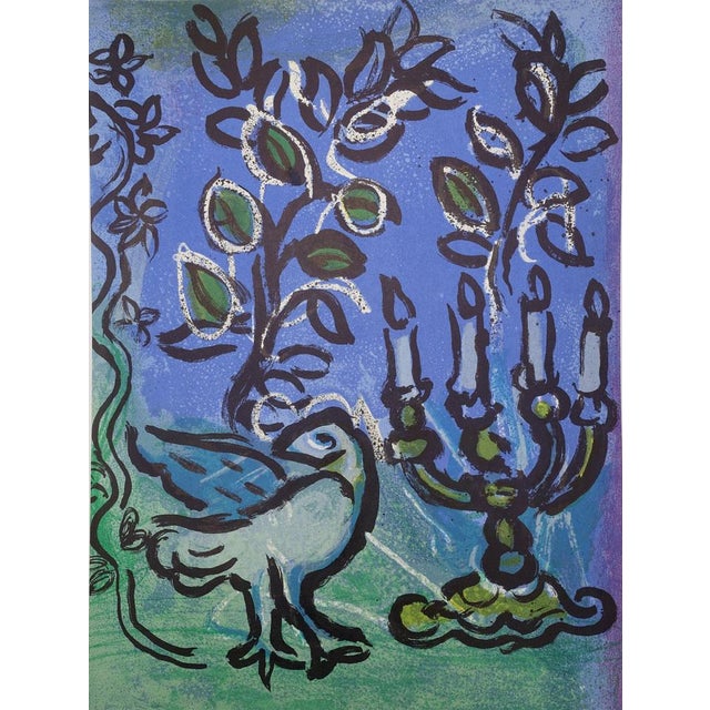 Marc Chagall, Dove and Menorah Candlestick, Original Lithograph For Sale - Image 6 of 6