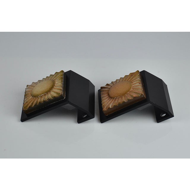 Metal Mid-Century Ceramic and Black Metal Door Handles, 1950s, Set of 2 For Sale - Image 7 of 16