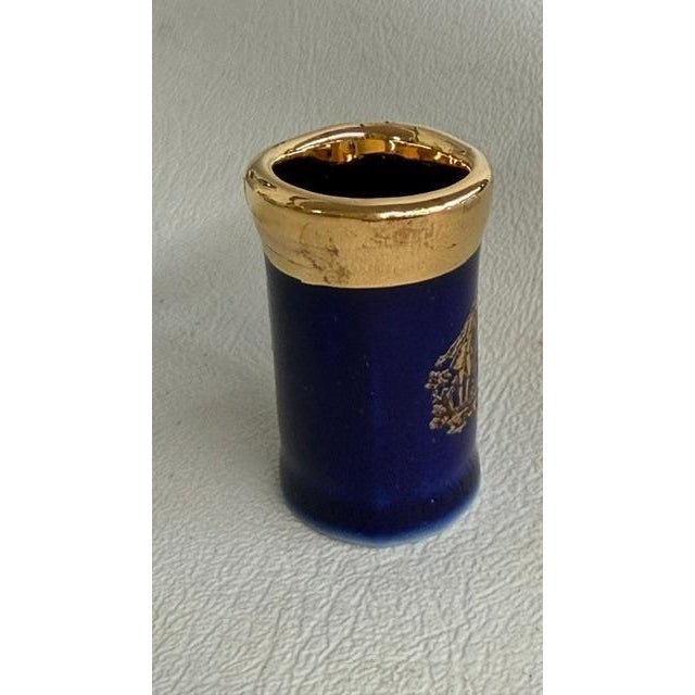 Limoges France Blue Miniature Porcelain Pitcher Gold Couple Courting Cameo 4811b For Sale - Image 12 of 12