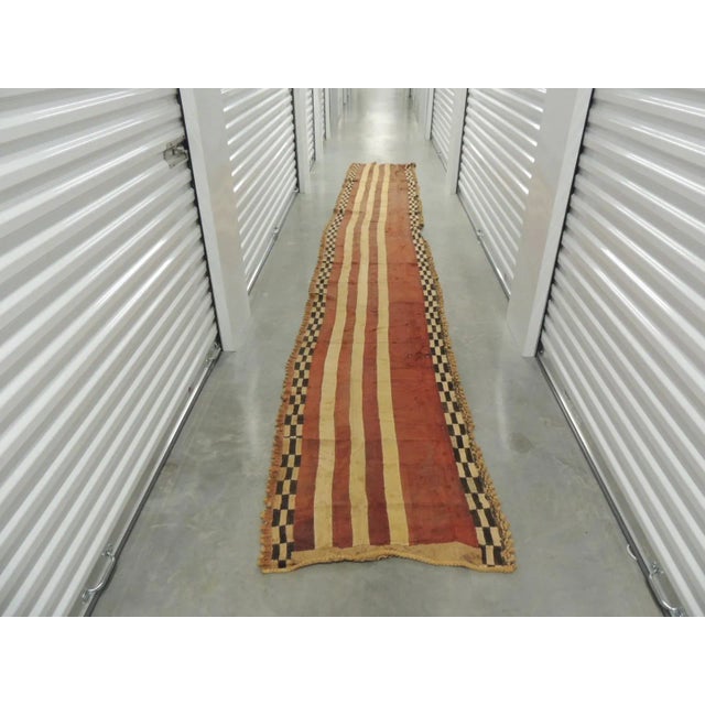 African Vintage Rust and Black African Raffia Ceremonial Skirt Textile For Sale - Image 3 of 10