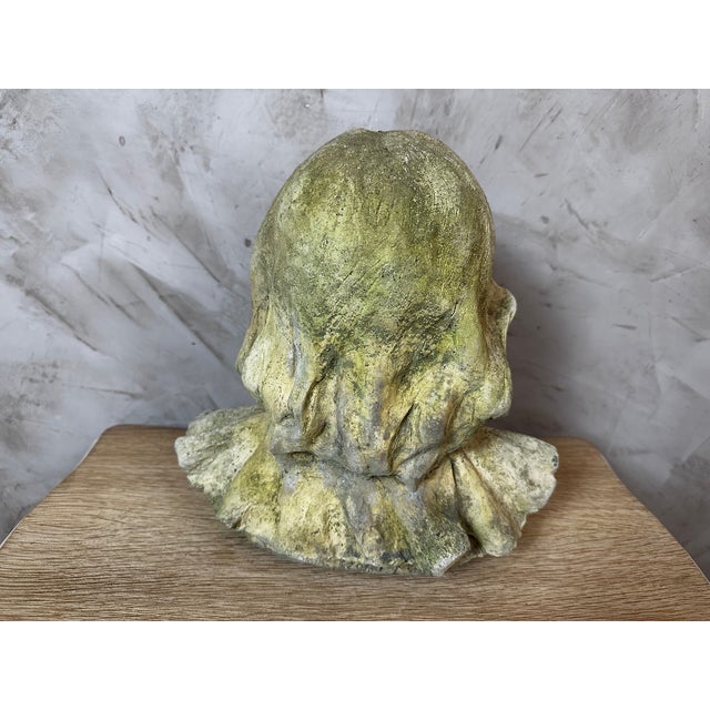 Beige Cement Bust of Girl, 1950s For Sale - Image 8 of 12