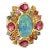Bochic “Orient” Opal, Ruby & Multi Sapphire Vintage Cluster Ring Set 18k & Silver Size 4.5 For Sale