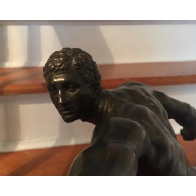 Antique 19th Century French Grand Tour Bronze Figure of an Athlete Mounted on Original Black Slate Base For Sale - Image 10 of 13