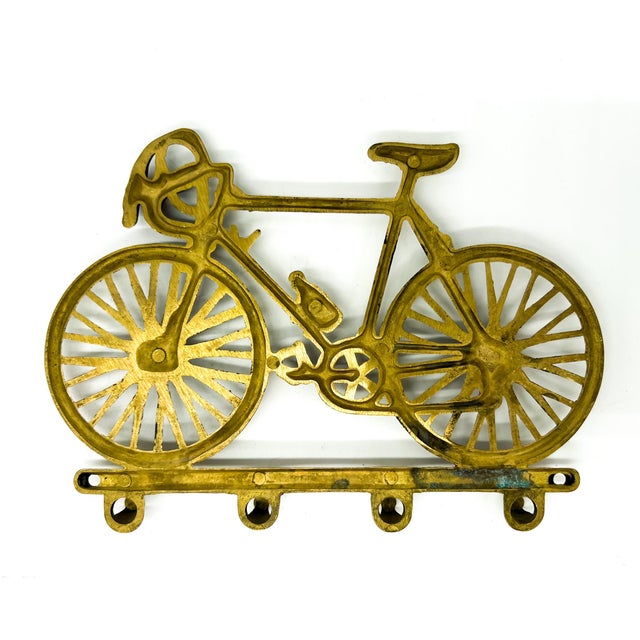Metal Vintage Brass Bicycle Wall Hook Rack – Sports Motif Bike Key Holder For Sale - Image 7 of 10