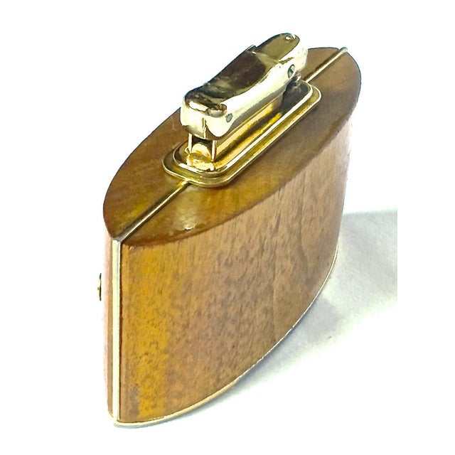 Mid-Century Modern Wood & Brass Cigarette Lighter For Sale - Image 4 of 7