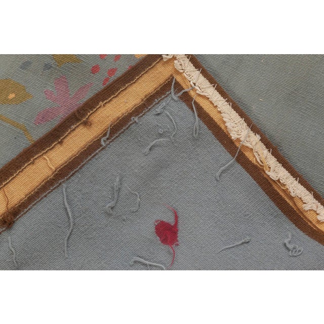 Sky Blue Contemporary Abusson Style Floral Wool Rug by Thomas Jayne for Doris Leslie Blau For Sale - Image 8 of 8
