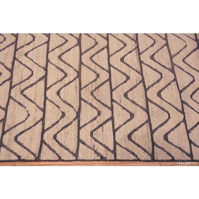 2020s Nazmiyal Collection Light Ivory Cream and Neutral Tribal Geometric Chevron Pattern Modern Runner Rug For Sale - Image 5 of 5