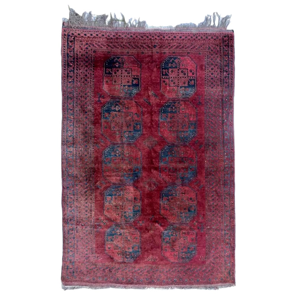 Vintage Rustic Wool Rug, 1950s | Chairish