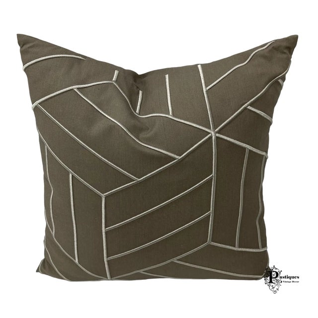 Vintage Transitional Style Throw Pillow by Bernhardt featuring High Quality Construction, Geometric Print Fabric, and Duck...