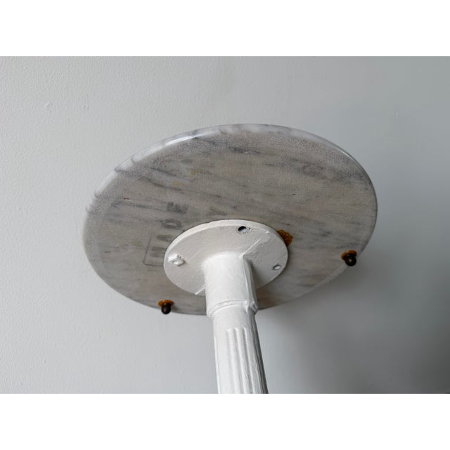 19th Century French Cast Iron Bistro Table With White Marble Top For Sale - Image 9 of 12