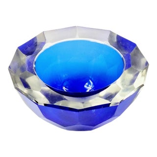 Large Sommerso Faceted Murano Glass Bowl/Catch-All by Mandruzzato, Italy, 1970s For Sale